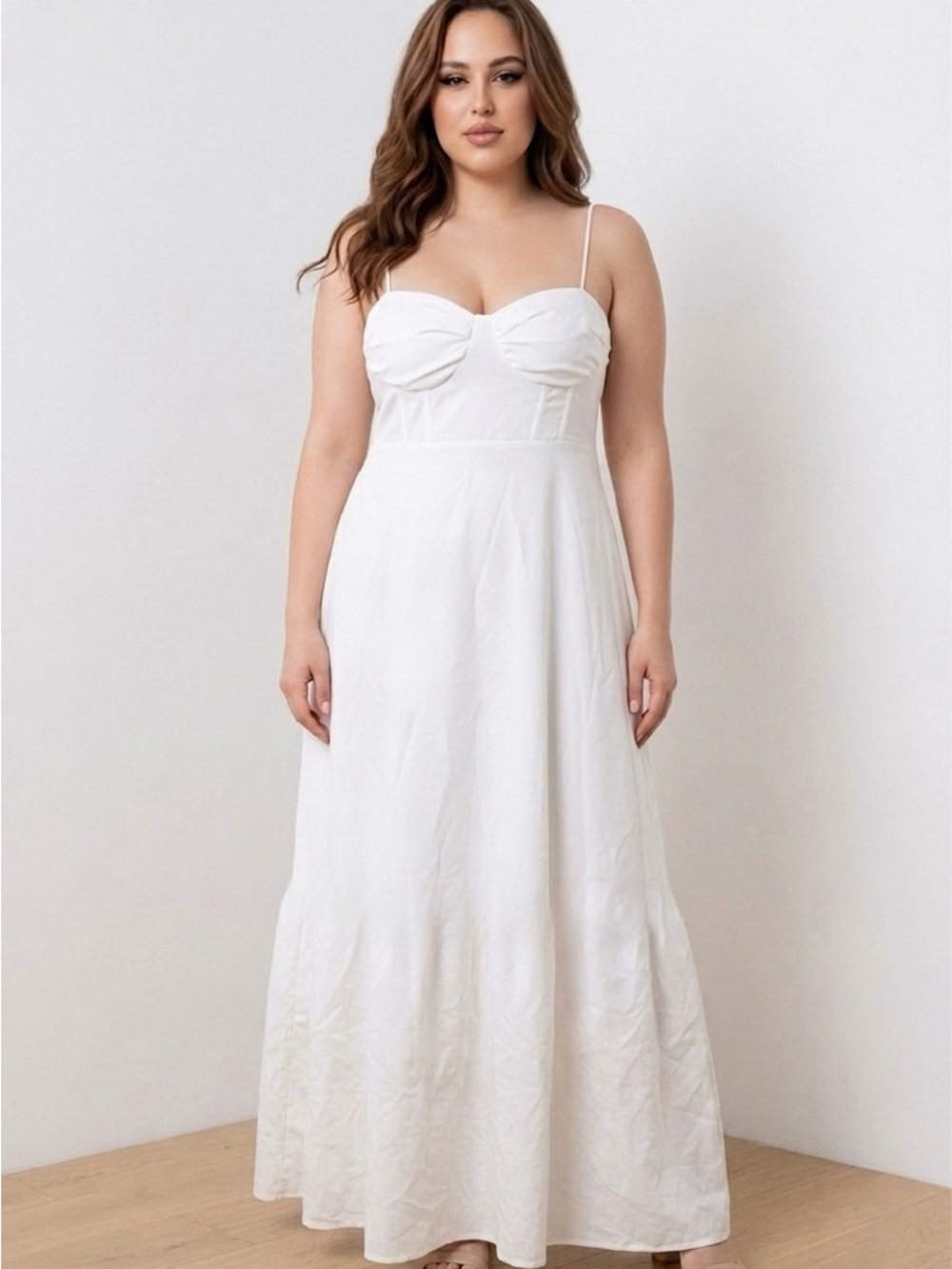 SHEIN White Tie-Strap Bustier Maxi Dress